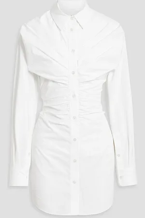 Alexander Wang Ruched cotton-poplin mini shirt dress