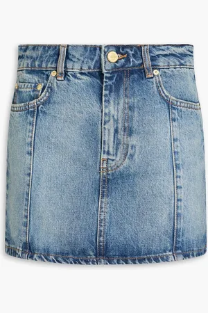 Ganni Crystal-embellished denim mini skirt - Blue