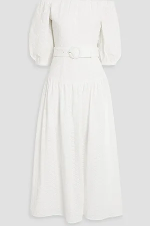 Nicholas Off-the-shoulder broderie anglaise cotton maxi dress