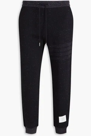 Thom Browne Striped ribbed cotton and silk-blend sweatpants
