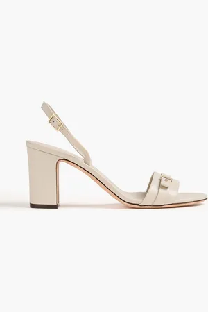Giorgio Armani Buckled leather slingback sandals - White