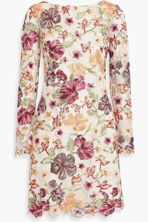 Marchesa Notte Embroidered tulle mini dress