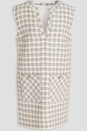 VERONICA BEARD Nomi checked cotton-blend tweed mini dress - White