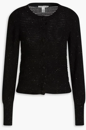AUTUMN CASHMERE Metallic ribbed cashmere-blend cardigan