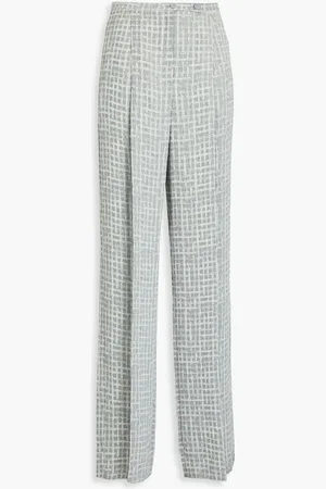 Emporio Armani Pleated jacquard wide-leg pants - Gray