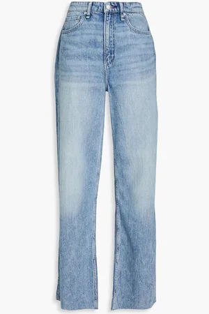 RAG&BONE Logan distressed high-rise wide-leg jeans - Blue
