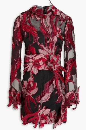 Alberta Ferretti Appliquéd metallic jacquard mini dress