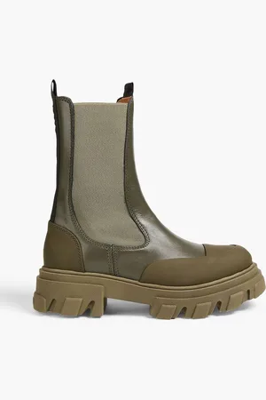Ganni Leather Chelsea boots - Green