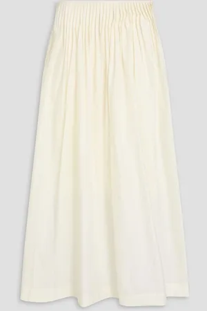 Loulou Studio Armetis pleated cotton and silk-blend midi skirt - White