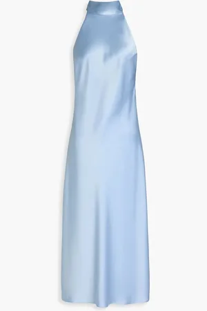 GALVAN Satin halterneck midi dress - Blue