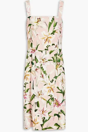 Dolce & Gabbana Floral-print crepe midi dress - Pink