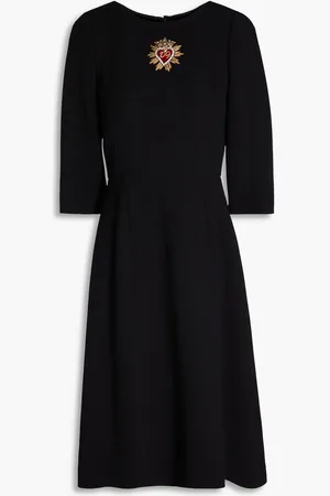Dolce & Gabbana Embellished wool-crepe midi dress