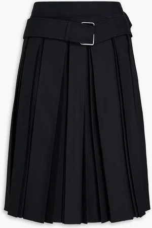 Peter Do Belted pleated sateen skirt