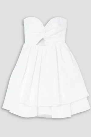 Carolina Herrera Strapless tiered ruffled cutout moire-taffeta mini dress