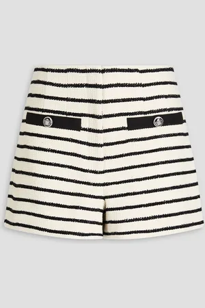 VERONICA BEARD Gershwin striped cotton-blend shorts - White