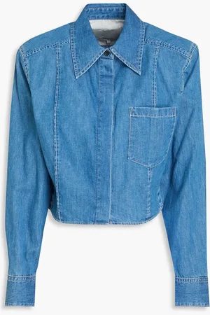 3.1 Phillip Lim Cropped cotton-chambray shirt - Blue