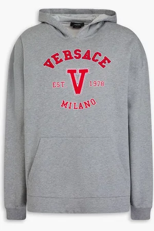 VERSACE Embroidered French cotton-terry hoodie
