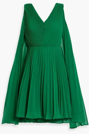 ZAC Zac Posen Cape-effect pleated chiffon mini dress