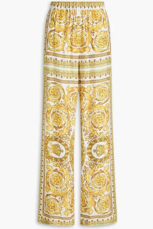 VERSACE Printed satin wide-leg pants