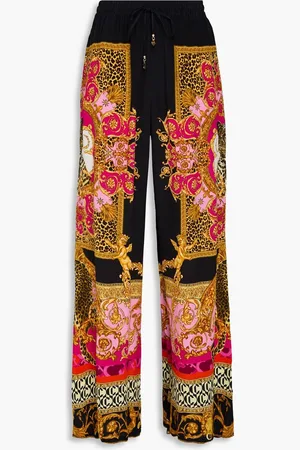 Camilla Printed silk crepe de chine wide-leg pants