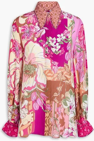 Camilla Crystal-embellished floral-print silk crepe de chine blouse - Pink