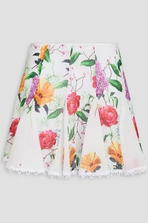 CHARO RUIZ IBIZA Oxaya guipure lace-trimmed floral-print cotton-blend voile mini skirt