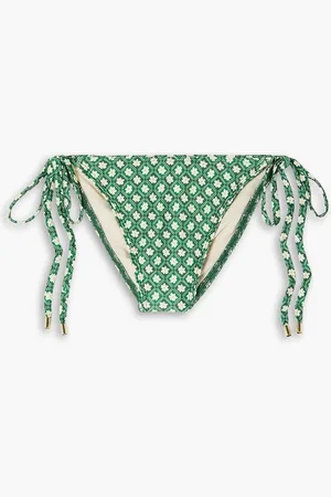 Peony Floral-print bikini briefs - Green