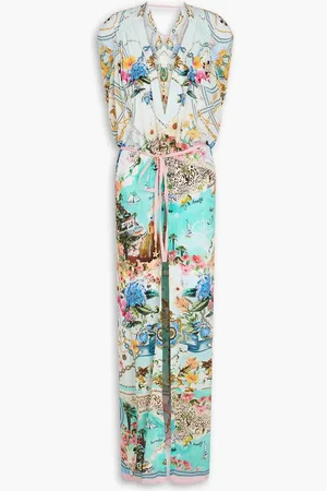 Camilla Crystal-embellished printed silk crepe de chine jacket