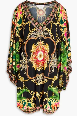 Camilla Crystal-embellished printed stretch-jersey kaftan