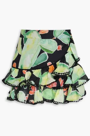 CHARO RUIZ IBIZA Badajoz ruffled printed cotton-blend voile mini skirt - Green
