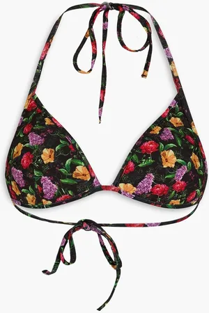 CHARO RUIZ IBIZA Della lace-trimmed floral-print triangle bikini top