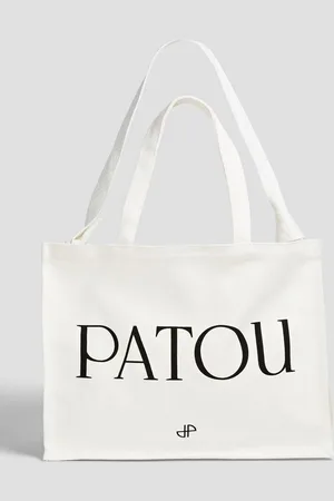 Patou Cream printed canvas tote - White