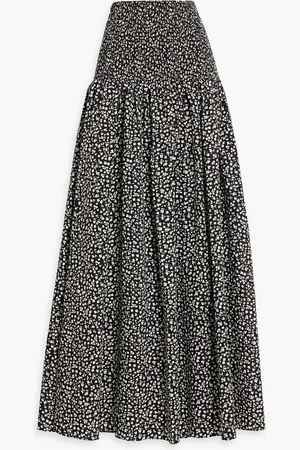 Solid The Zaria shirred printed cotton-voile maxi skirt