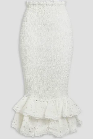 CHARO RUIZ IBIZA Liliana shirred broderie anglaise cotton-blend midi skirt