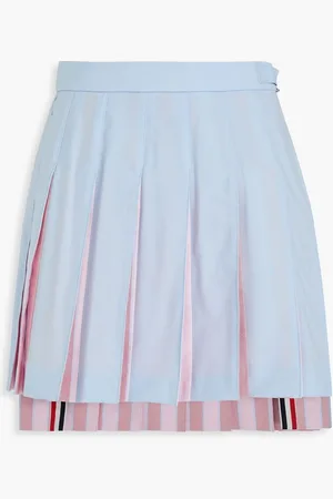 Thom Browne Pleated cotton and wool mini skirt - Blue