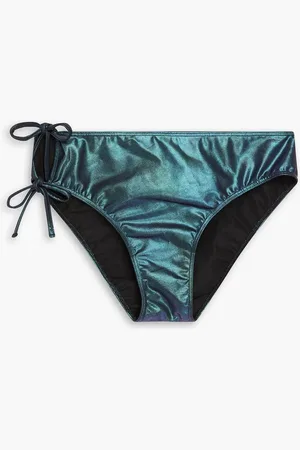 Rick Owens Taco tie-detailed iridescent mid-rise bikini briefs - Blue