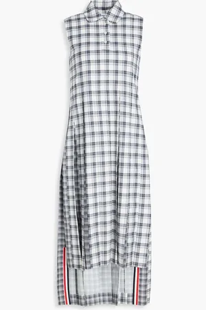Thom Browne Checked wool midi shirt dress