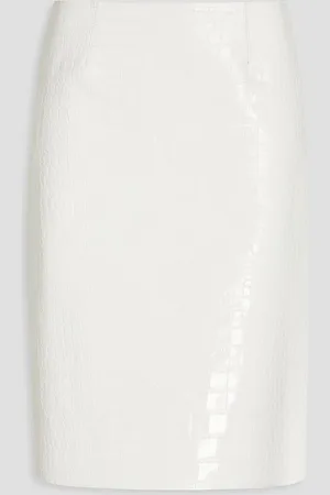 16Arlington Glossed croc-effect leather skirt - White