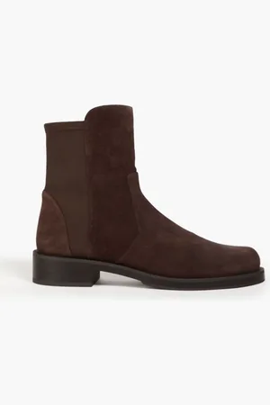 Stuart Weitzman Microstretch and suede ankle boots - Brown