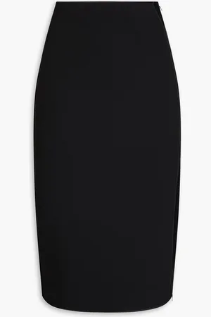 Emporio Armani Faux leather-paneled crepe pencil skirt