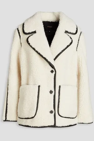 Maje Two-tone faux shearling coat - White
