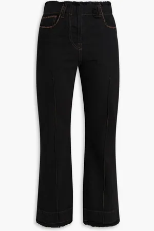 Jacquemus Linon cropped frayed high-rise bootcut jeans