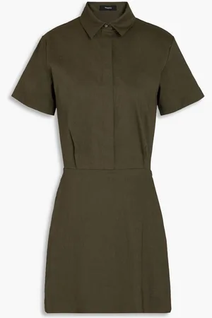 THEORY Linen-blend mini shirt dress - Blue