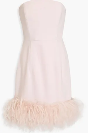 16Arlington Strapless feather-embellished crepe mini dress - Pink