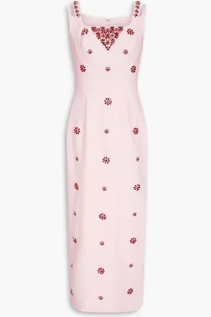 HUISHAN ZHANG Arlene crystal-embellished crepe midi dress - Pink