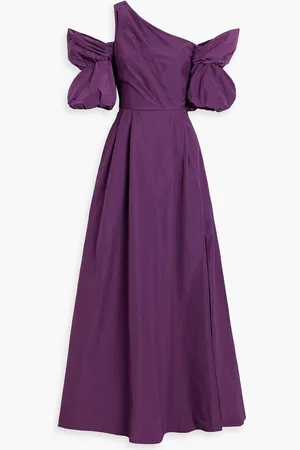 Marchesa Notte One-shoulder draped taffeta gown