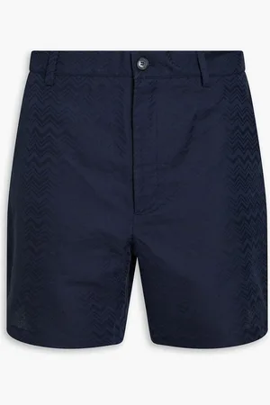 Missoni Cotton and linen-blend jacquard shorts - Blue