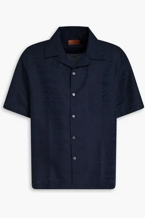 Missoni Cotton and linen-blend jacquard shirt - Blue