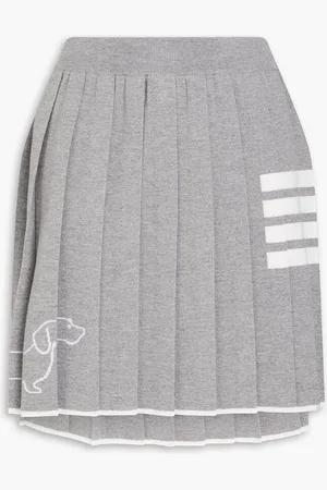 Thom Browne Pleated striped intarsia wool-blend mini skirt - Green