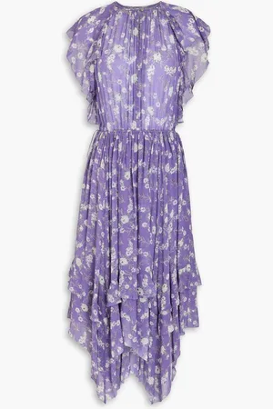 ULLA JOHNSON Caterina floral-print silk-georgette midi dress - Yellow